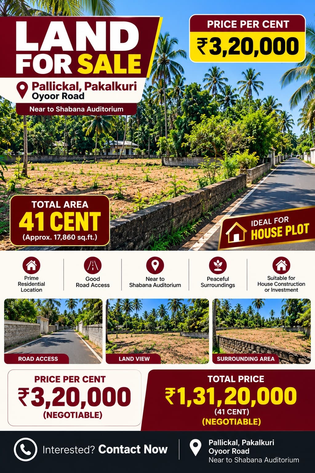 Plot for Sale in Pakalkkuri, Kollam